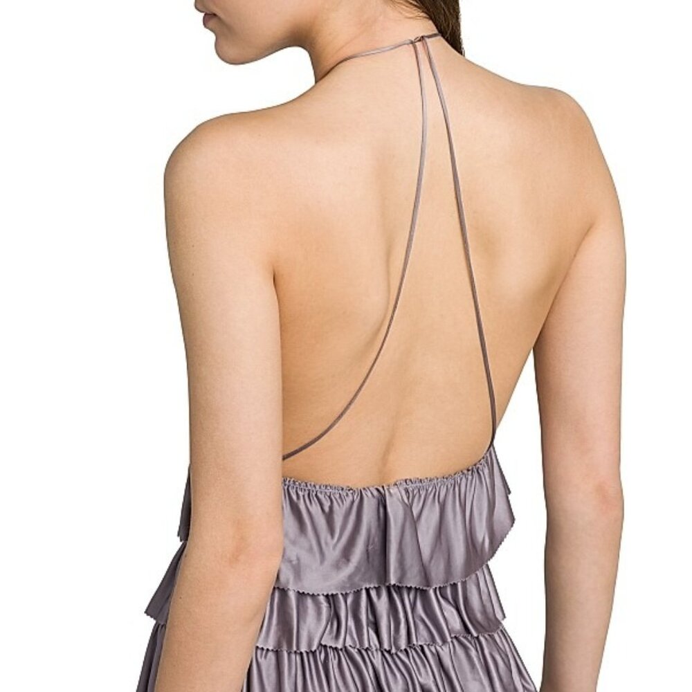 NEW TOM FORD Halterneck Ruffled Cocktail Dress in Mauve purple backless mini 6 - Picture 7 of 10